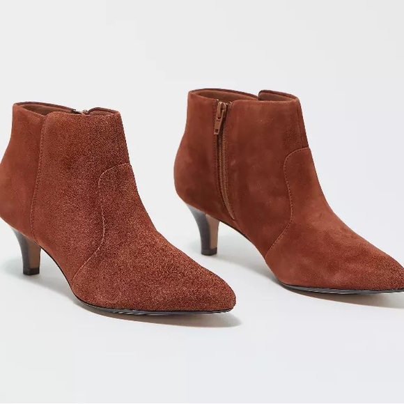 Clarks Collection Mahogany Linvale Judith Heeled Booties-Suede- - Picture 1 of 8